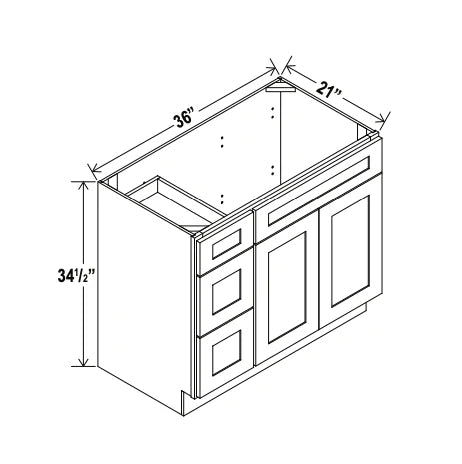 Shaker Espresso 33'' W Vanity Combo with Drawers
