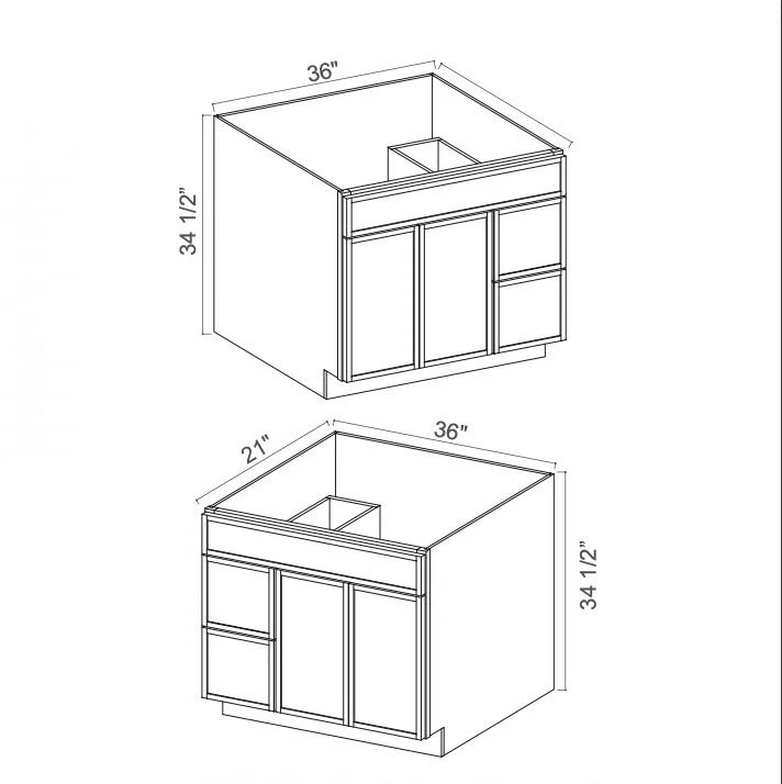 High Gloss White 36'' W Vanity Combo with Drawers