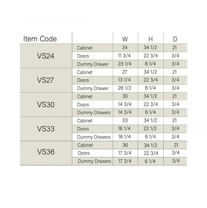 Slim White Oak Vanity Sink Cabinet Double False Drawer