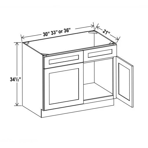 Charleston White Raised Panel Double Vanity Sink Base Cabinet