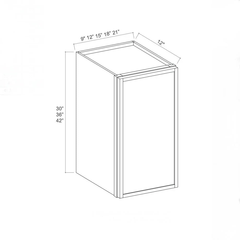 Slim White Oak 36'' H 9"W Single Door Wall Cabinet
