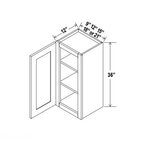 Shaker Gray 36'' H 9"W Single Door Wall Cabinet