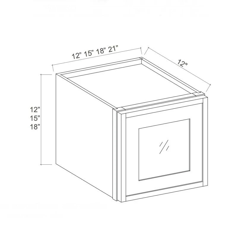 Slim White Oak 12'' H Single Door Wall Cabinet Glass Door