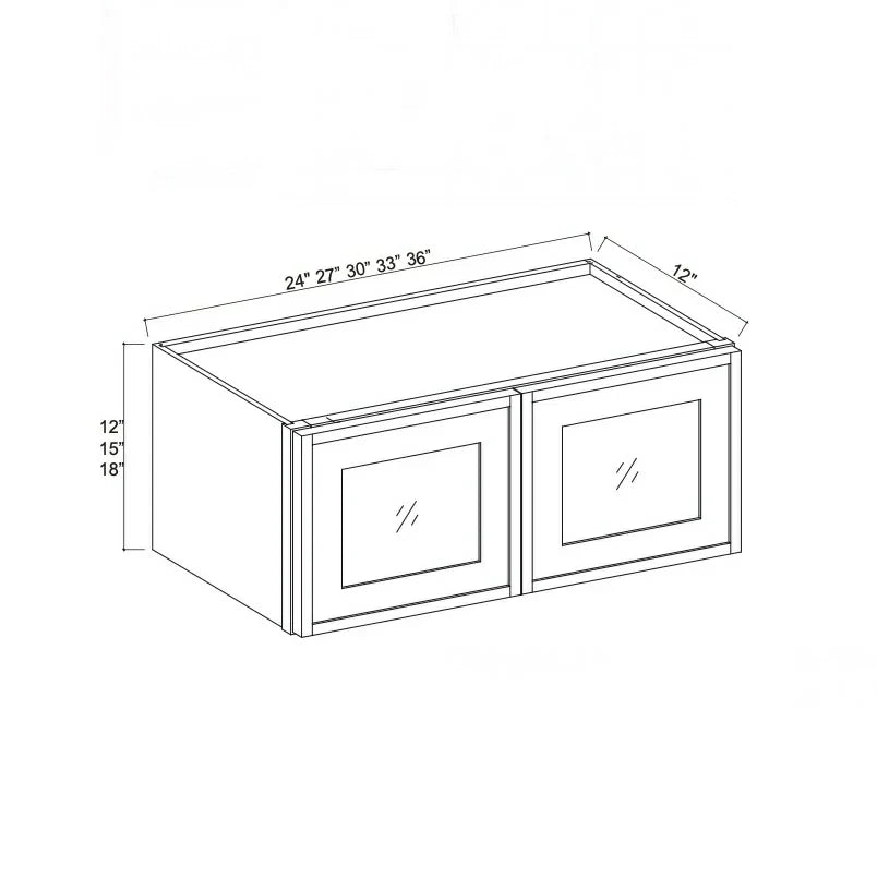 Slim Dove White Shaker 12″ H Double Door Wall Cabinet Glass Doors