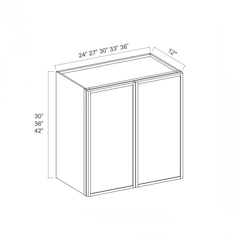 Slim Dove White Double Door Wall Cabinets 36''H, 12''D