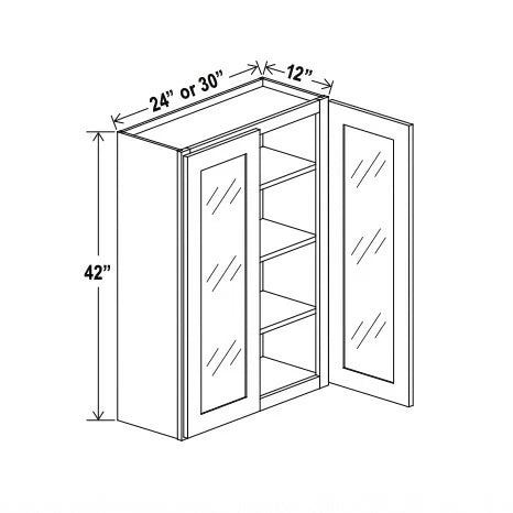 Double Smokey Gray 42'' H Double Door Wall Cabinet with Glass Doors