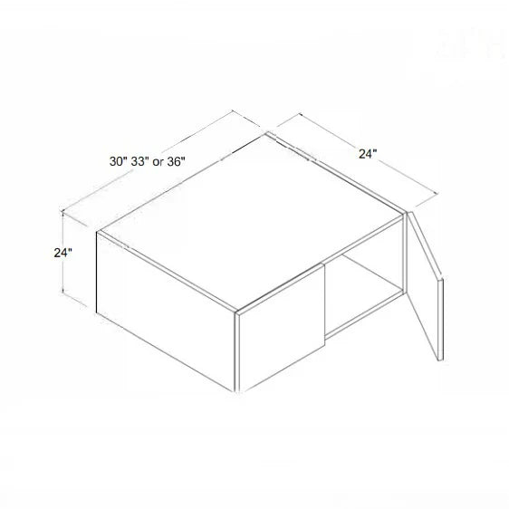 High Gloss Gray 24'' H Refrigerator Wall Cabinet 24'' Deep