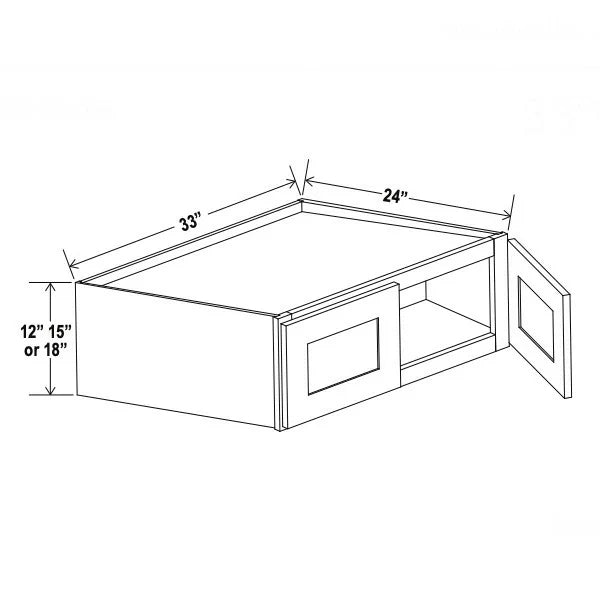 White Shaker Refrigerator Wall Cabinet 33''W 24''D 12''H