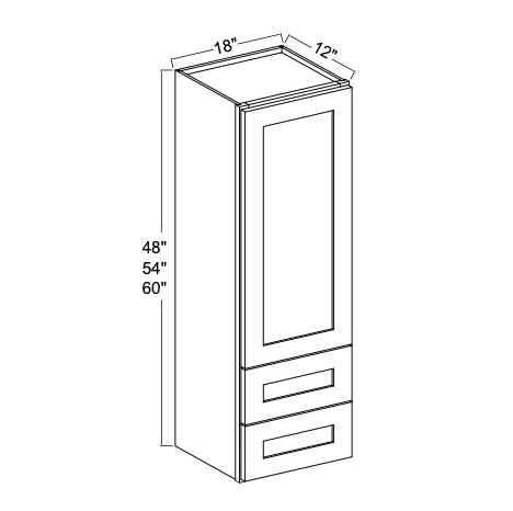 White Shaker 18''W Wall Cabinets With 2 Drawers