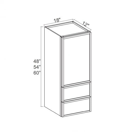 Slim Dove White 18''W Wall Cabinets With 2 Drawers
