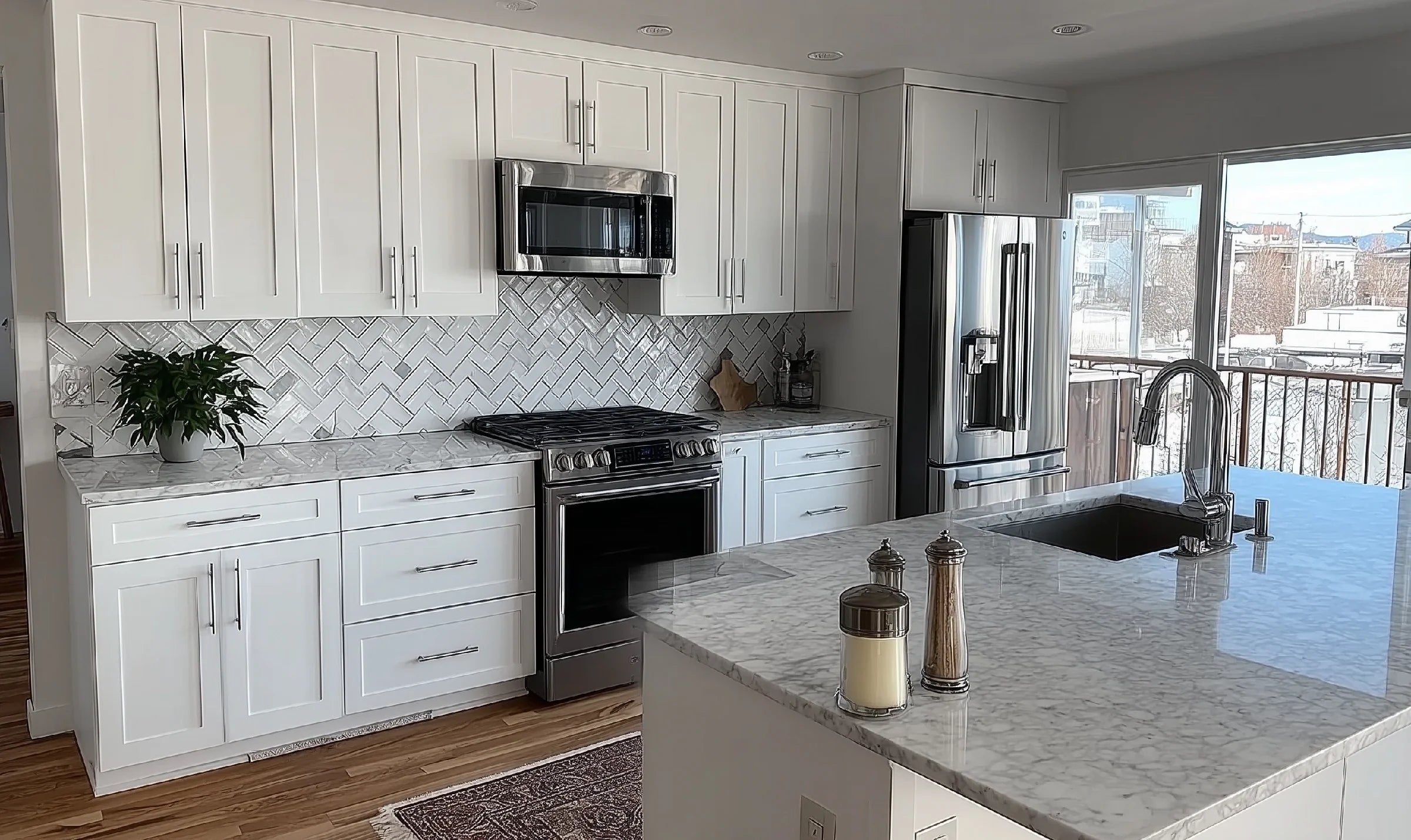 White Shaker 24'' Diagonal Corner Wall Cabinet with Glass Door